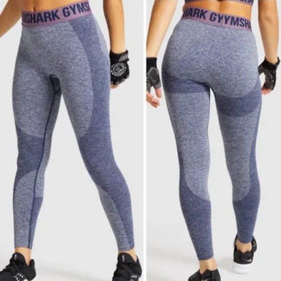 Gymshark High Waisted Flex Women's Leggings, Navy/Purple Marl, Size Medium - Picture 1 of 8